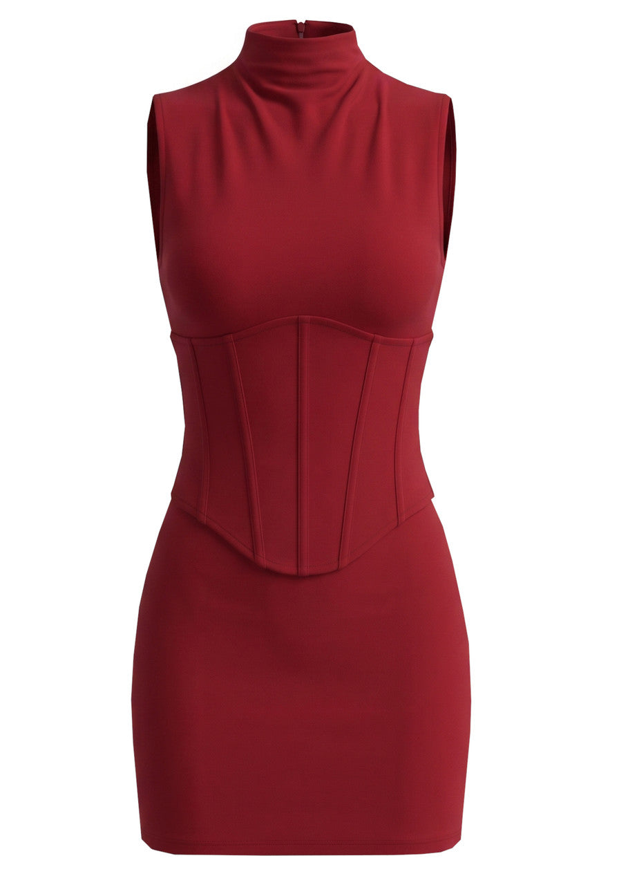 Corset Detail Dress Red