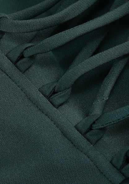 Strapless Draped Corset Maxi Dress Green