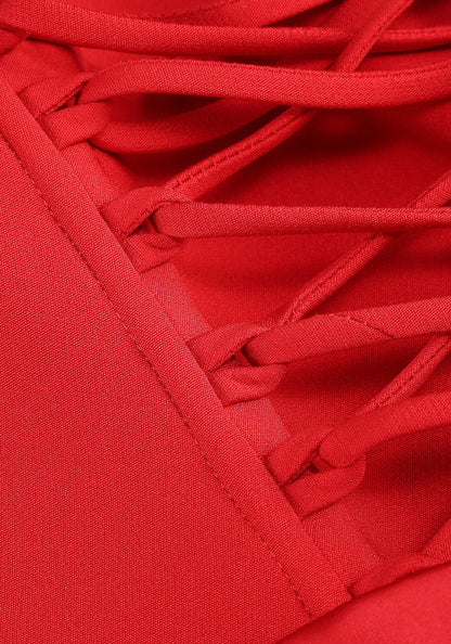 Strapless Draped Corset Maxi Dress Red